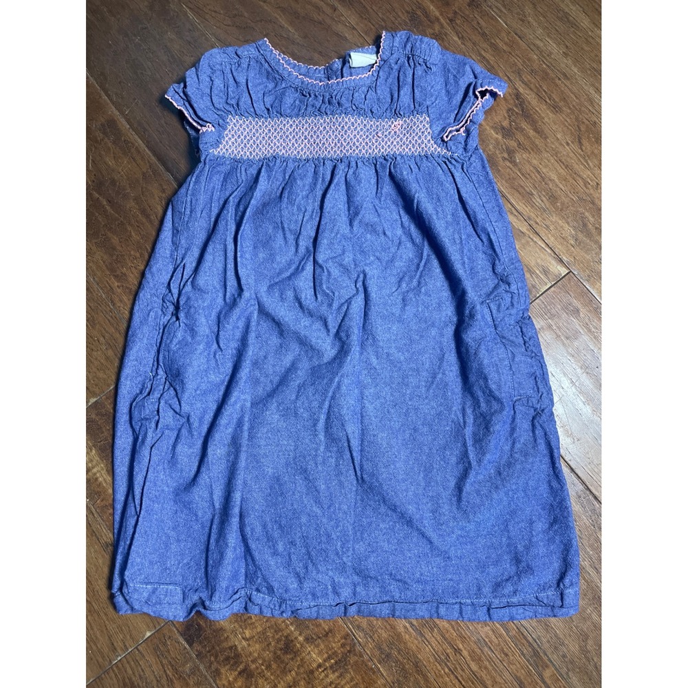 Mini Boden Blue Chambray Smocked Dress Girls Size 7‎ 8Y